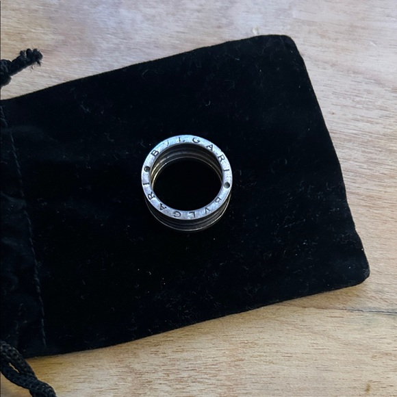 Bvlgari Black and Silver Men's designer RingB.zero 1 four band ring